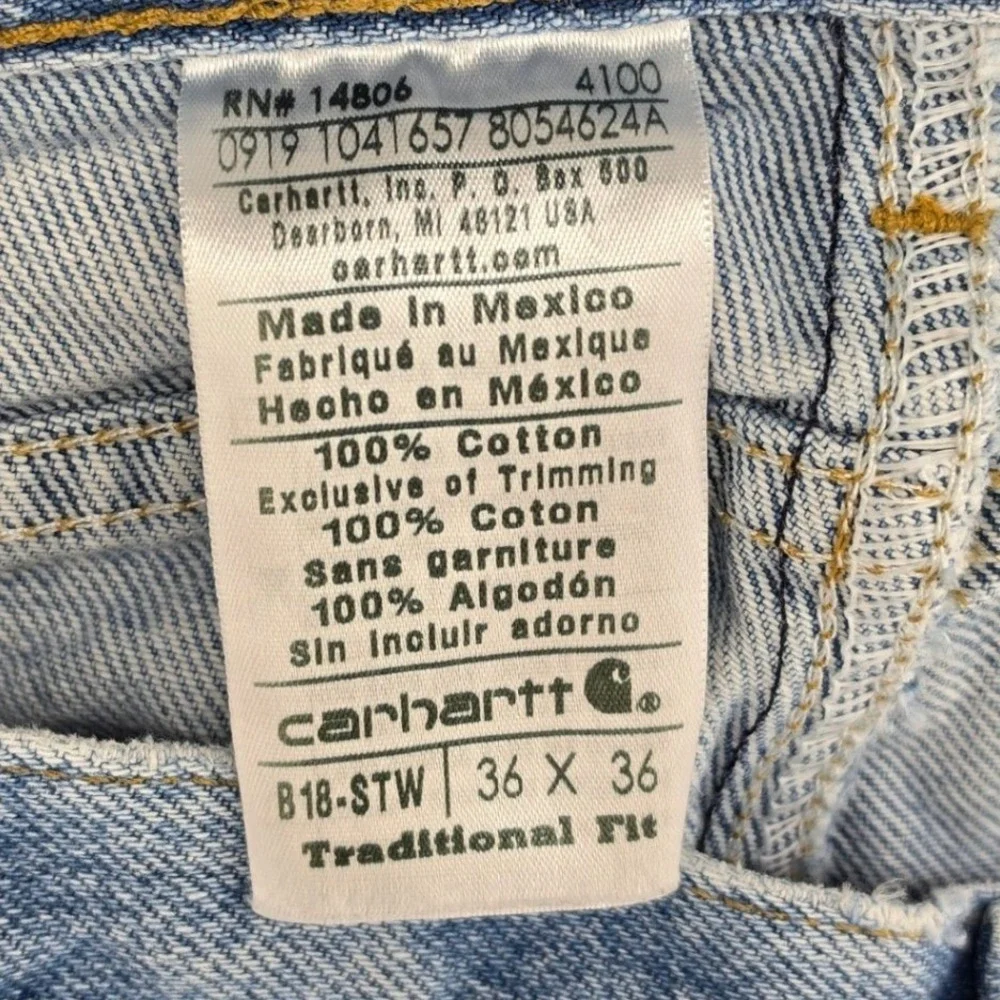 Carhartt B18-STW Traditional Fit Stonewash Blue Denim Jeans Mens 36x36